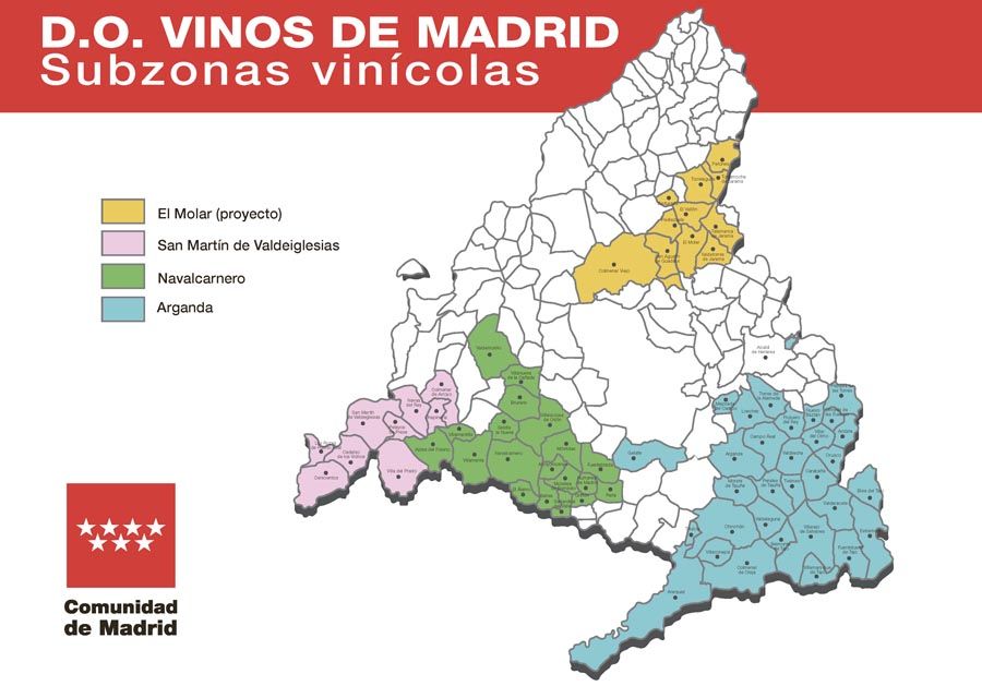 Mapa de la zona de Denominación de Origen Vinos de Madrid
