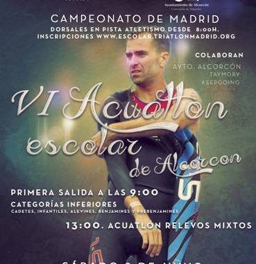 Cartel promocional del VIU Acuatlón Escolar de Alcorcón