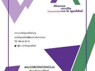 Cartel del programa Alcorcón Concilia Comprometida con la Igualdad.