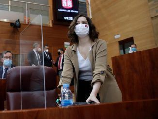 La presidenta de la Comunidad de Madrid, Isabel Díaz Ayuso durante el debate del pleno de la Asamblea de Madrid.