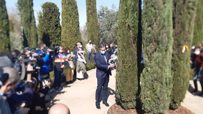 El consejero de Justicia, Interior y Víctimas, Enrique López en el acto por el 11-M. Comunidad de Madrid.