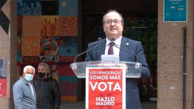 Miquel Iceta visitó ayer Leganés para liderar un acto electoral