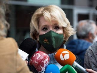 Esperanza Aguirre en una rueda de prensa