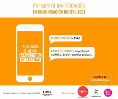 Los alumnos de la Facultad de Ciencias de la Comunicación de la URJC pueden participar en la IV Edición de los Premios de Investigación en Comunicación Digital 2021