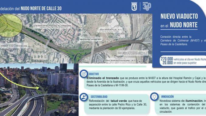 Cartel explicativo sobre el viaducto realizado en el Nudo Norte