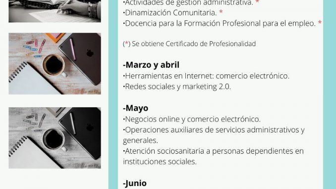 cartel del IMEPE sobre los cursos de formación