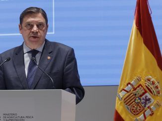 El ministro de Agricultura, Luis Planas, durante la rueda de prensa posterior a la reunión del Comité Asesor Agrario, en el que están representadas las organizaciones profesionales agrarias, este jueves. EFE/Zipi