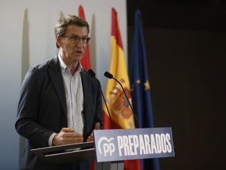 El candidato a la presidencia del Partido Popular, Alberto Núñez Feijóo la semana pasada durante la presentación de su proyecto. EFE / Jesús Diges