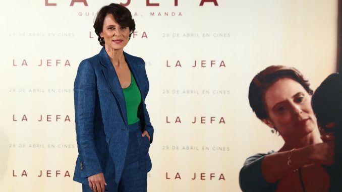 La actriz Aitana Sánchez-Gijón posa durante la presentación de la película 'La Jefa' en Madrid este miércoles. EFE/ Miguel Osés
