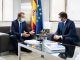 El presidente de CEPYME, Gerardo Cuerva y el líder del Partido Popular Alberto Ñuñez Feijóo, durante la reunión con el líder del Partido Popular, Alberto Núñez Feijóo, este martes en Madrid. EFE/David Mudarra/PP