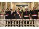 Fotografía cedida por la Presidencia del Perú que muestra al presidente peruano, Pedro Castillo (3d), junto al Primer Ministro Aníbal Torres (3i) y los nuevos ministros; Alessandra Gilda Herrera Jara (i), ministra de Energía y Minas; Juan Mauro Barranzuela Quiroga (2i), ministro de Transportes y Comunicaciones; Dimitri Nicolás Senmache Artola (2d), ministro del Interior y Javier Fernando Arce Alvarado (d), ministro de Desarrollo Agrario y Riego, luego de jurar a sus cargos, hoy, en Lima (Perú). EFE/ Presidencia Del Perú