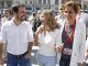 La vicepresidenta segunda y ministra de Trabajo y Economía Social, Yolanda Díaz (i), junto al ministro Alberto Garzón (i) y la líder de Más Madrid, Mónica García (d), antes de asistir a la manifestación. EFE/Juan Carlos Hidalgo