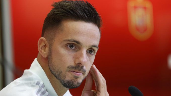 El delantero de la selección española Pablo Sarabia durante la rueda de prensa ofrecida en la Ciudad del Fútbol de Las Rozas este martes. EFE/ Juan Carlos Hidalgo
