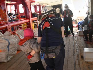 Imagen facilitada por la ONG Sos Méditerranée del interior del barco "Ocean Viking" . EFE/Sos Méditerranée