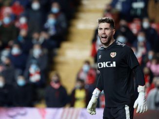 El portero francés del Rayo Vallecano Luca Zidane, durante un partido.- EFE/Mariscal