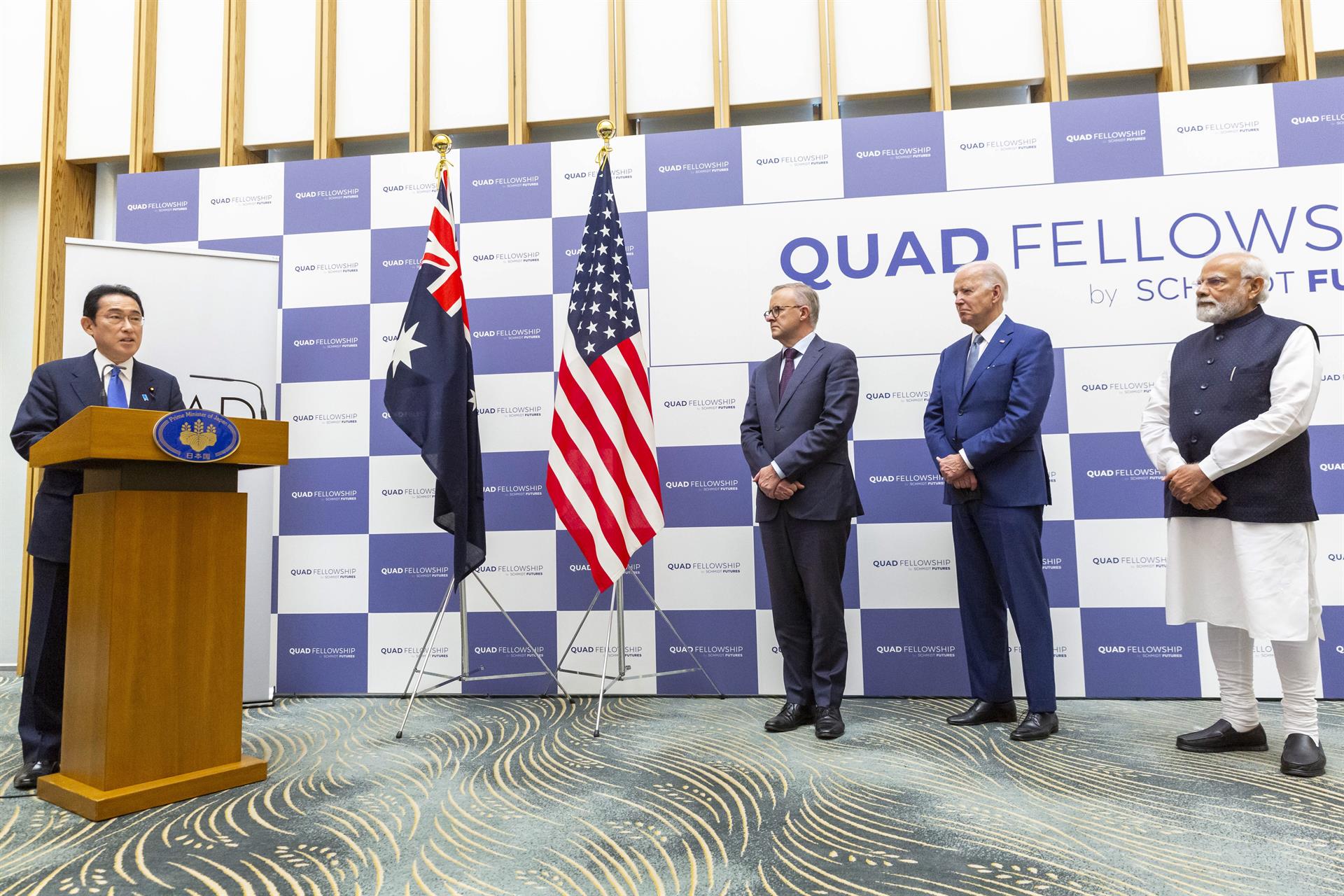 El primer ministro japonés, Fumio Kishida, en una rueda de prensa tras la cumbre de los líderes del Quad (Estados Unidos, Japón, India y Australia) celebrada este martes en Tokio. EFE/EPA/Kiyoshi Ota / POOL
