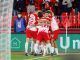 Los jugadores del Almería celebran un gol esta temporada. EFE/Carlos Barba/ARCHIVO