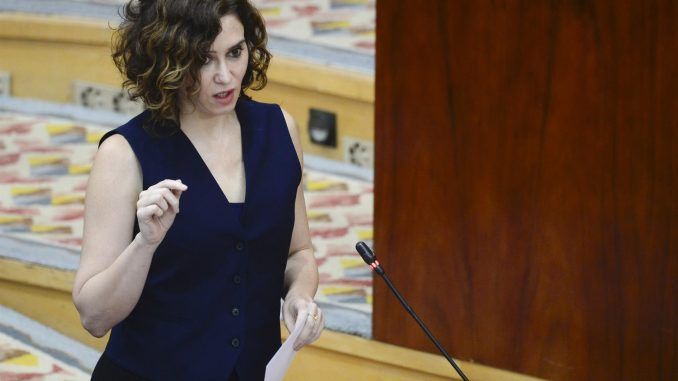 La presidenta de la Comunidad de Madrid, Isabel Díaz Ayuso esta semana en el Pleno de la Asamblea de Madrid. EFE/Víctor Lerena
