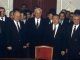 Foto de 1991 de los entonces presidentes de Bielorrusia, Stanislav Shushkevich (2i); de Rusia, Boris Yeltsin (c); de Kazajistán, Nursultan Nazarbayev (2d), anfitrión de la reunión, y Ucrania, Leonid Kravchuk (d).  EFE/EAST NEWS/SIPA/jt