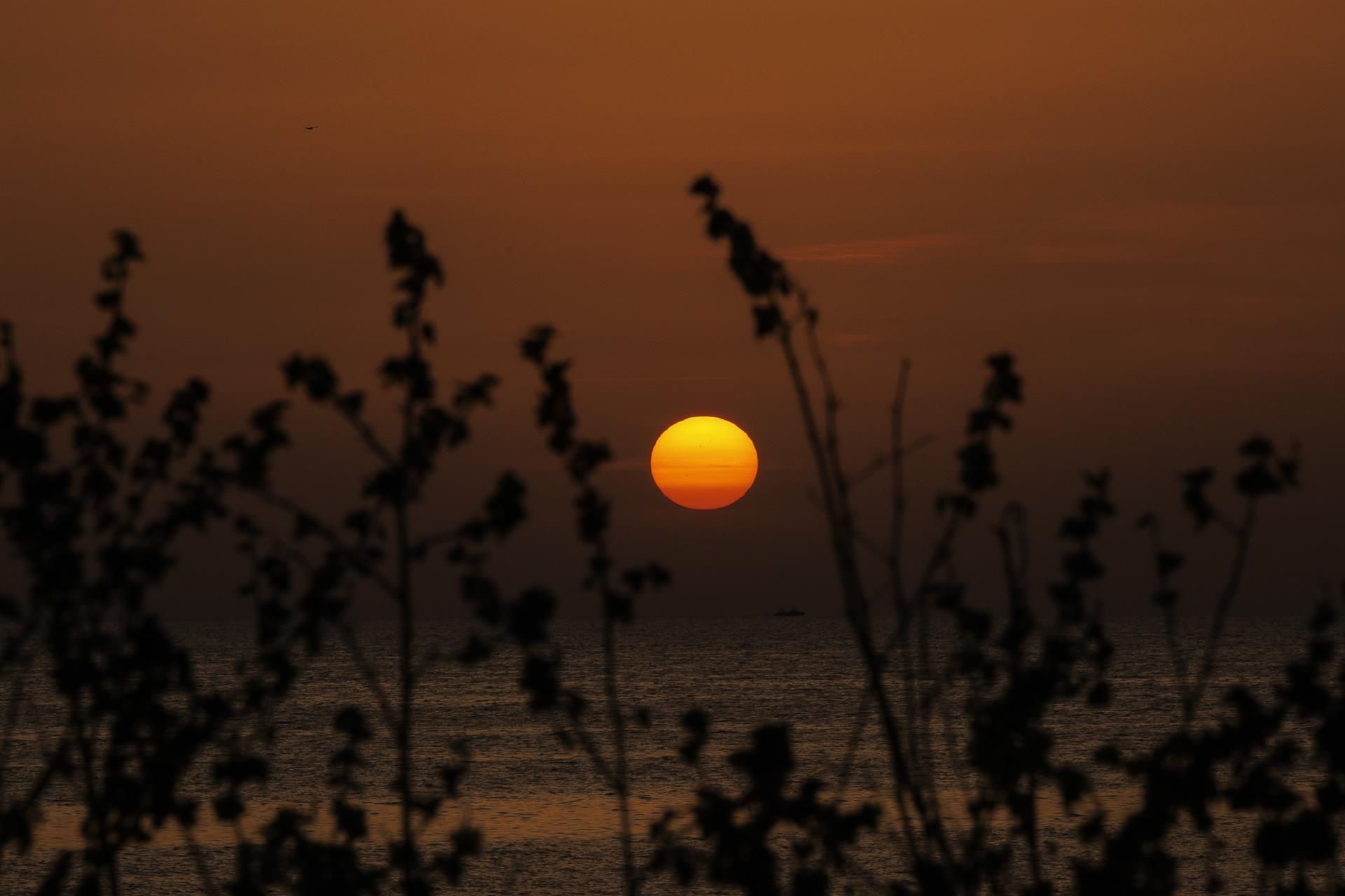 Amanecer frente a la playa de Las Rotas de Denia (Alicante) hoy viernes. EFE/Biel Aliño
