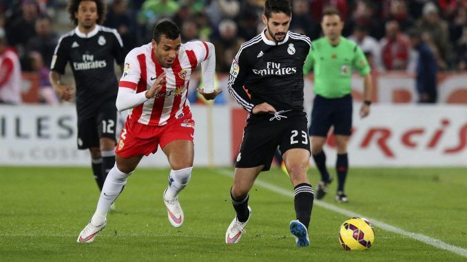 Imagen de un UD Almería-Real Madrid disputado en el Estadio de los Juegos Mediterráneos. EFE/Archivo
