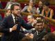 El presidente de la Generalitat, Pere Aragonès, durante una de sus intervenciones en la sesión de control en el Parlament este miércoles. EFE/Marta Pérez.