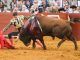 El diestro Ginés Marín da un pase con la muleta a su segundo toro, durante la corrida de la Feria de San Miguel celebrada este domingo en la Plaza de la Maestranza de Sevilla. EFE/Raúl Caro