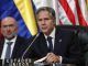 El secretario de Estado de Estados Unidos, Antony Blinken, participa en la 52 Asamblea General de la OEA, hoy en Lima (Perú). EFE/Paolo Aguilar