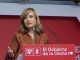 La portavoz de la Comisión Ejecutiva Federal del PSOE y ministra de Educación y Formación Profesional, Pilar Alegría, durante la rueda de prensa ofrecida este lunes en la sede de la formación. EFE/ Zipi