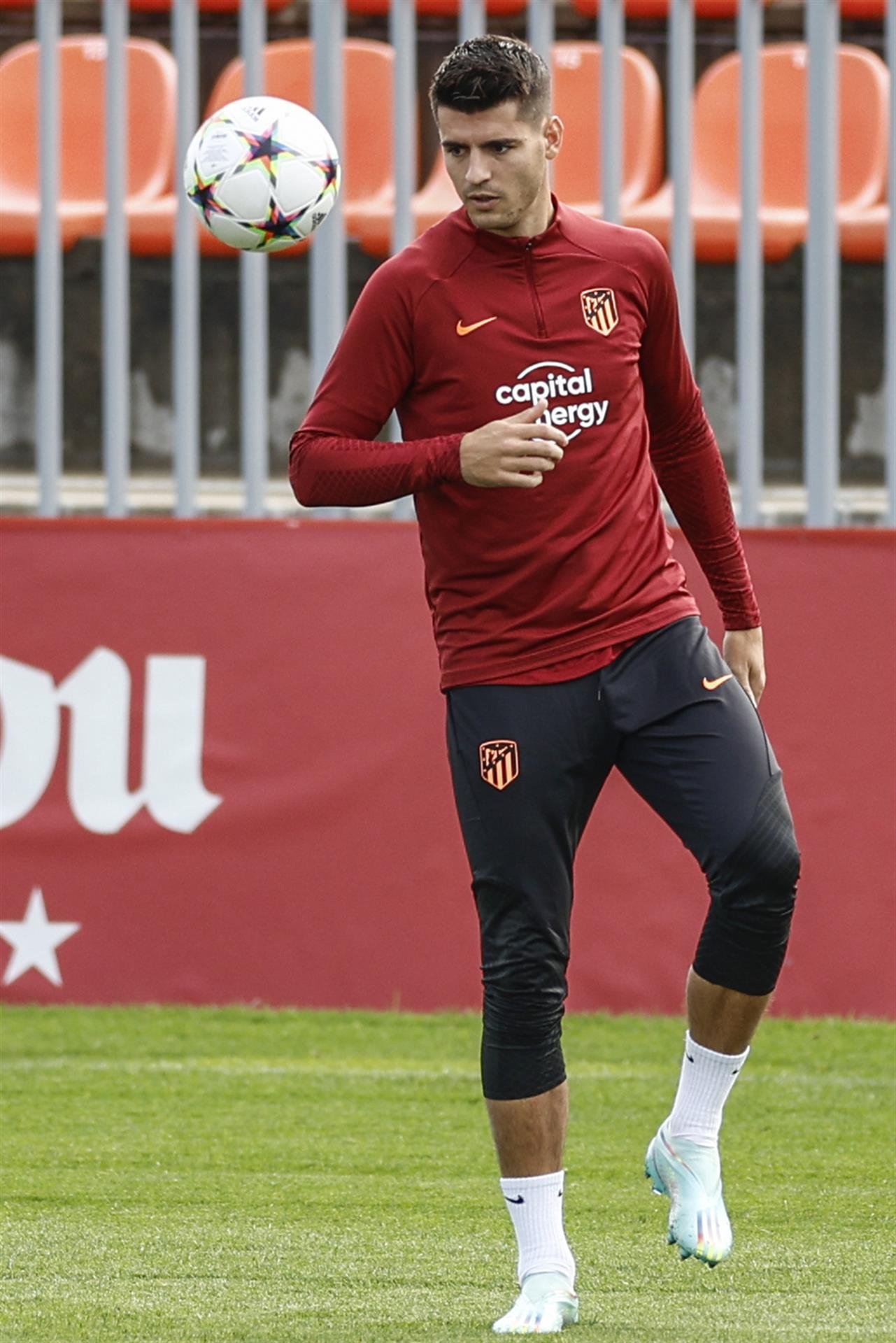 Álvaro Morata, en el entrenamiento de este martes. EFE/Rodrigo Jiménez
