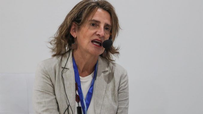 La ministra para la Transición Ecológica, Teresa Ribera, el pasado martes en la COP27 en Sharm el Sheij (Egipto). EFE/EPA/SEDAT SUNA
