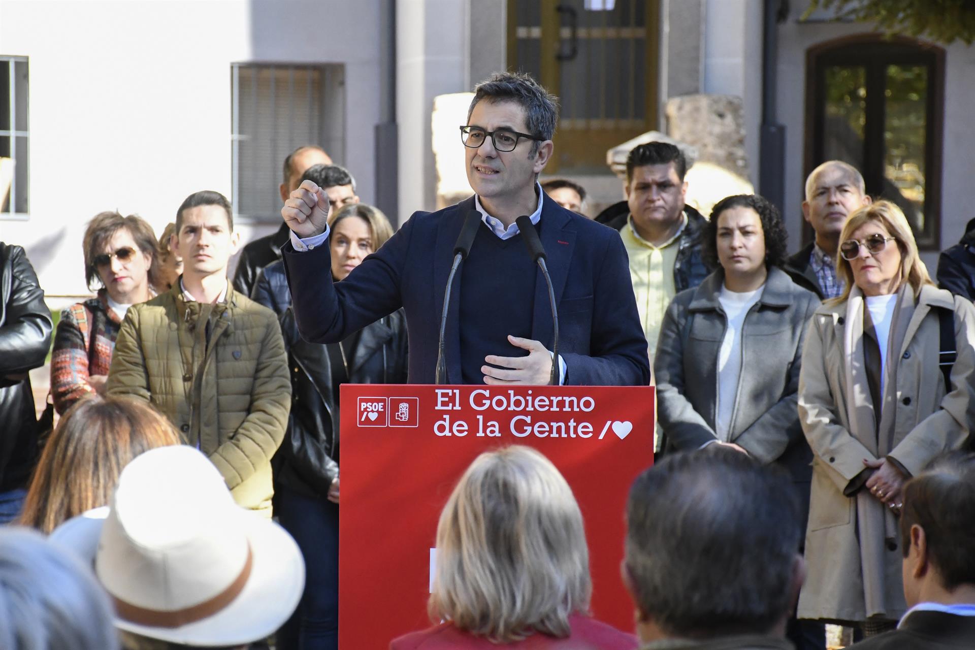 El ministro de presidencia Félix Bolaños durante un acto del PSOE en Segovia, este domingo. EFE/ Pablo Martín
