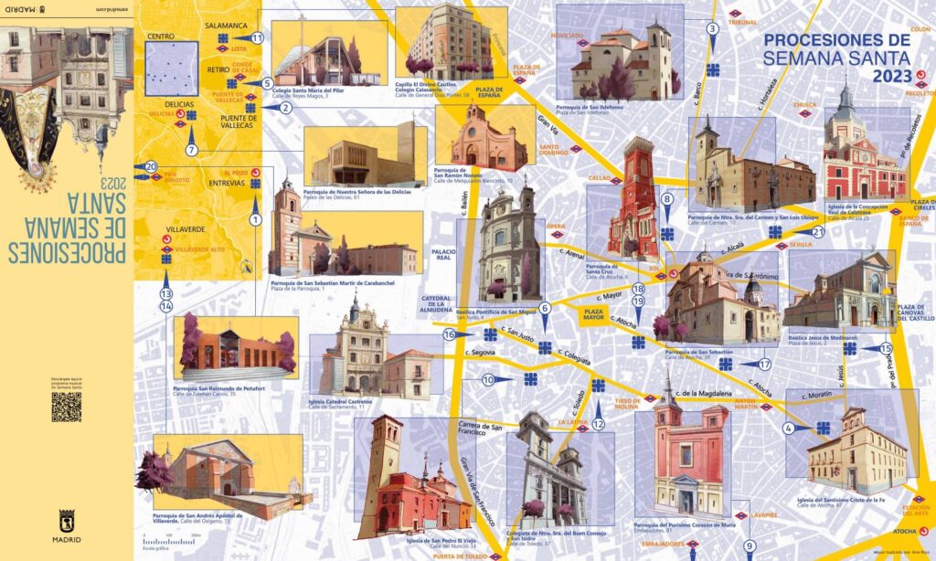 Madrid presenta un mapa ilustrado con las procesiones de Semana Santa