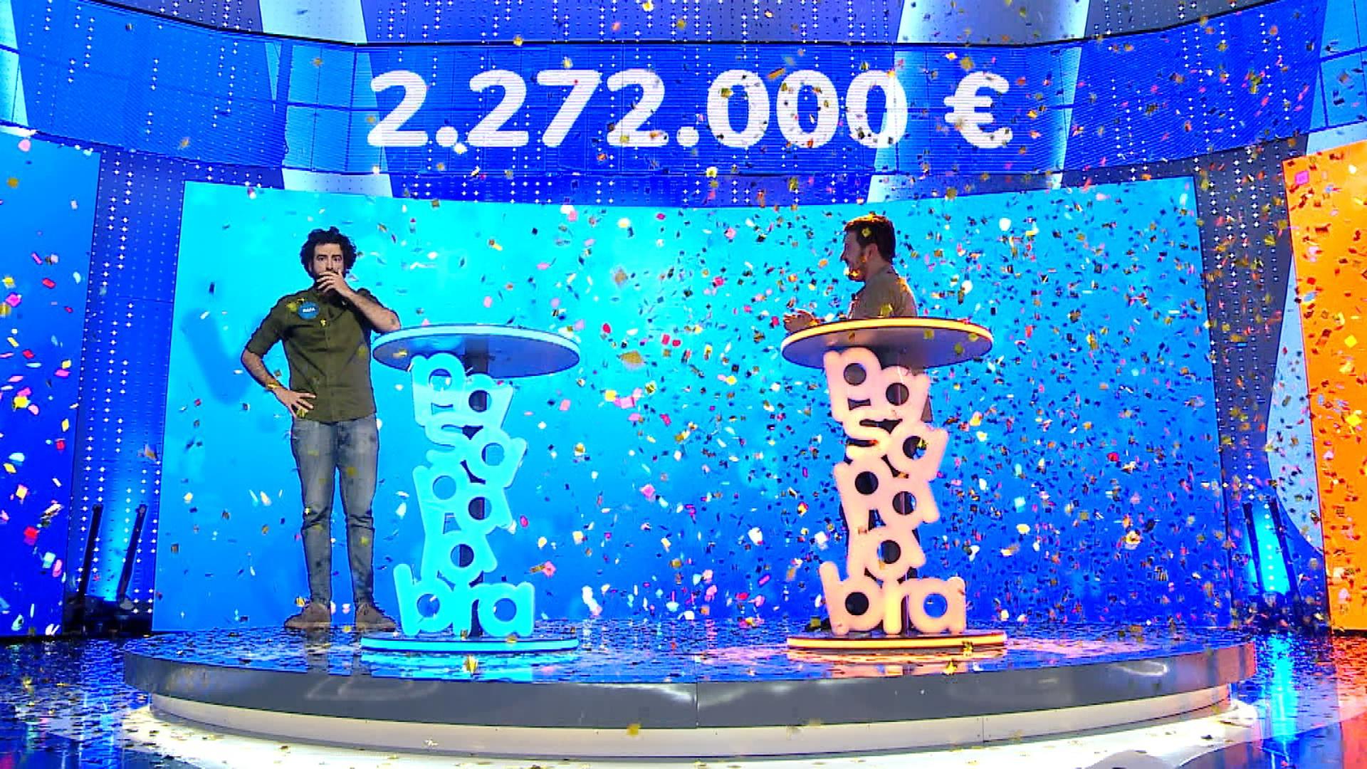 El concursante Rafa Castaño ha conseguido llevarse el mayor bote de la historia del programa de Antena 3 "Pasapalabra", 2.272.000 euros. Imagen cedida por Antena 3. SOLO USO EDITORIAL
