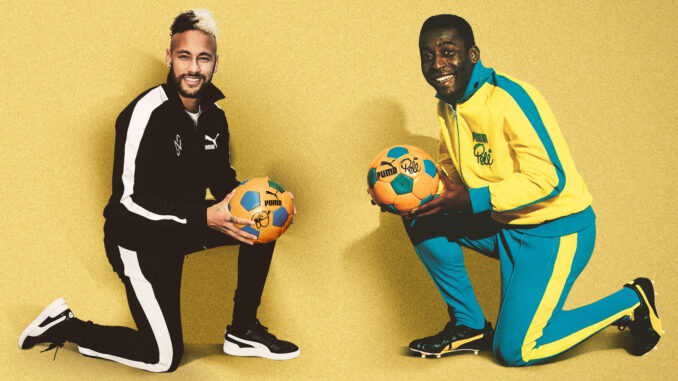 Los futbolistas brasileños Neymar y Pelé posan en una creatividad publicitaria.EFE/Puma
