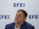 El presidente de ERC, Oriol Junqueras, explica en una entrevista con la Agencia EFE cuáles son los retos y los riesgos de cara a las elecciones municipales del 28 de mayo. EFE/Toni Albir