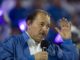 NI47. MANAGUA (NICARAGUA), 19/10/2017.- El presidente de Nicaragua, Daniel Ortega, habla hoy, jueves 19 de octubre de 2017, durante la inauguración del nuevo estadio de béisbol en Managua (Nicaragua). El presidente de Nicaragua, Daniel Ortega, y el exlanzador de las Grandes Ligas Dennis Martínez inauguraron hoy el nuevo Estadio Nacional de Béisbol, ante unas 15.000 personas que asistieron a la celebración. EFE/Jorge Torres