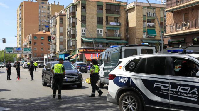 Agentes de la Policía Nacional y de la Guardia Civil, en el paseo de la Extremadura en Madrid, donde el pasado jueves murieron dos personas atropelladas en dos puntos distintos de la calle. ARCHIVO EFE/ Zipi Aragón
