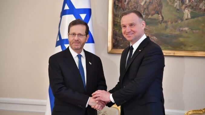 El presidente de Israel, Isaac Herzog, y su homólogo polaco, Andrzej Duda. EFE/EPA/Radek Pietruszka POLAND OUT
