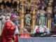 El arzobispo Francisco Cerro durante la misa que se ha celebrado hoy miércoles en la Catedral de Toledo "pidiendo que llueva" y a la que han asistido agricultores y ganaderos de organizaciones agrarias como Asaja. EFE/Ángeles Visdómine.