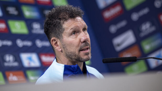 Simeone, en la rueda de prensa de este martes. EFE/ Daniel González
