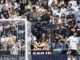 La policía interviene en la grada durante la polémica en el campo de juego por un segundo esférico en el partido correspondiente a la jornada 35 de LaLiga Santander que disputanron Valencia CF y Real Madrid en Mestalla (Valencia). EFE/Biel Alino