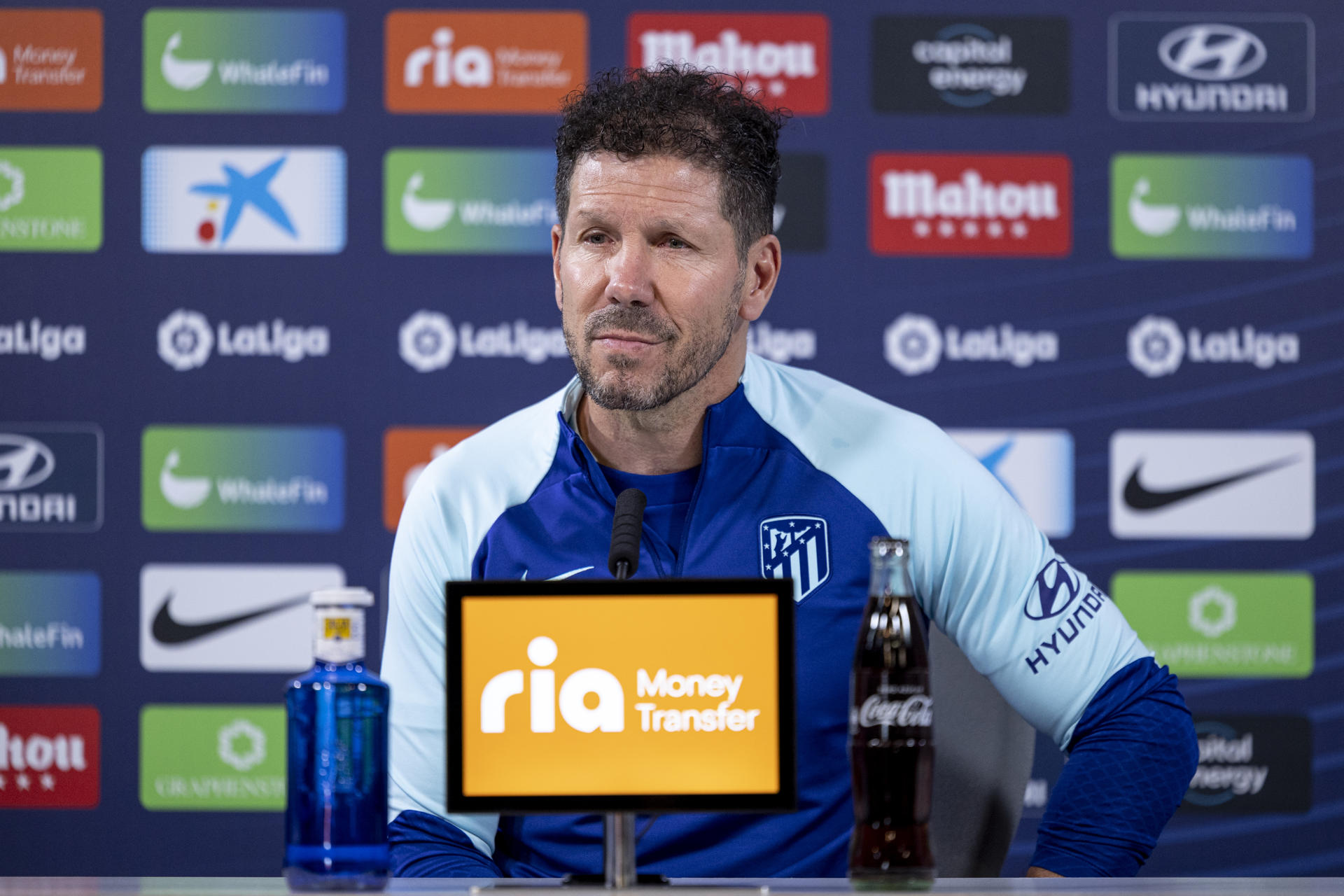 Simeone, en la rueda de prensa de este martes. EFE/ Daniel González
