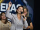 La presidenta nacional de la división femenina del Partido Liberal (PL) y esposa del expresidente de Brasil Jair Bolsonaro, Michelle de Paulo Firmo, habla durante la ceremonia de posesión de la nueva jefe de la división femenina del Partido Liberal (PL) del estado de São Paulo, Rosana Valle (fuera de cuadro), hoy, en la Asamblea Legislativa del Estado de São Paulo (Alesp), en Sao Paulo (Brasil). EFE/ Isaac Fontana