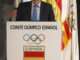 El presidente de la Federación Española de Natación Fernando Carpena durante el acto de anuncio de retirada de la doble medallista olímpica, campeona del mundo y de Europa de sincronizada, Ona Carbonell (no en la imagen), en Madrid este viernes. EFE/ J.P. Gandul