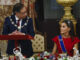 El presidente de Colombia Gustavo Petro y la reina Letizia durante la cena de gala que los monarcas españoles ofrecen al mandatario colombiano hoy miércoles en el Palacio Real, en Madrid. EFE/CHEMA MOYA POOL