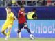 El español Rodri en acción contra el rumano Andrei Borza durante el partido de la fase de grupos del Campeonato Sub-21 de la UEFA entre Rumanía y España en Bucarest, Rumanía. (Rumanía, España, Bucarest) EFE/EPA/ROBERT GHEMENT