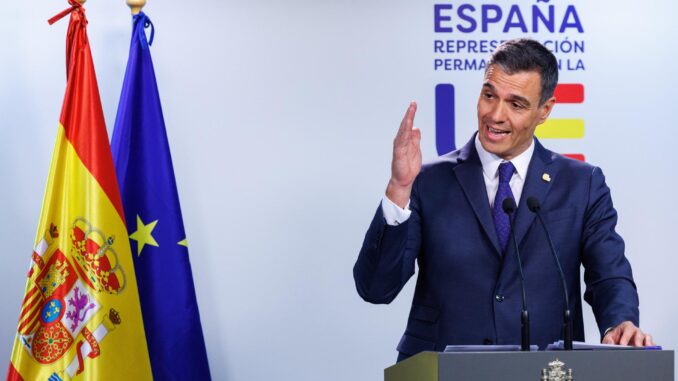 El presidente del Gobierno español, Pedro Sánche, este 30 de junio en Bruselas. EFE/EPA/OLIVIER MATTHYS
