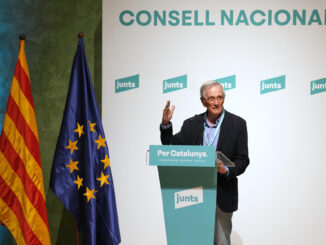 El candidato a la alcaldía de Barcelona, Xavier Trias, durante su intervención en el Consell Nacional de su partido que se celebra este domingo en Barcelona. EFE/Alejandro García