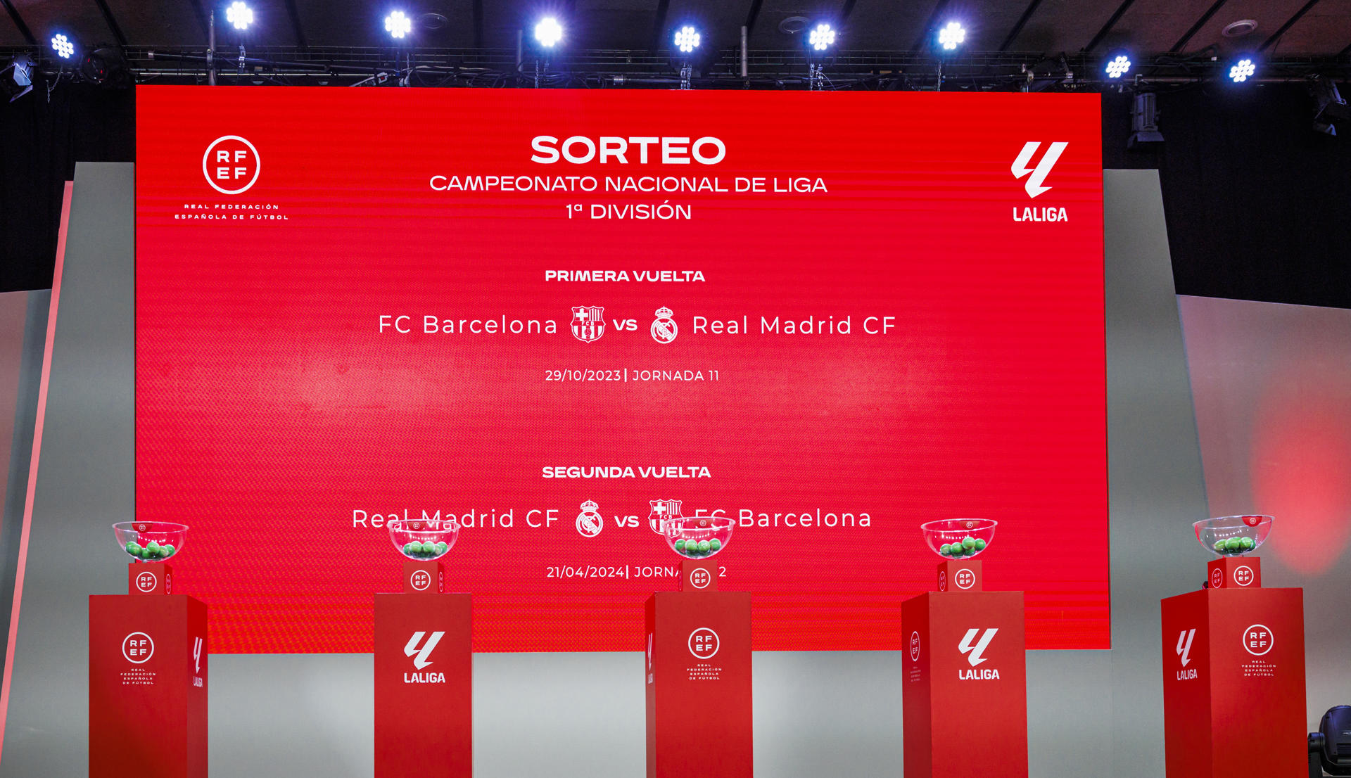 Sorteo del campeonato nacional de primera división en Madrid, este jueves. EFE/ Pablo García/RFEF
